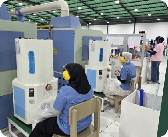 Operators working with mini stuffing machines